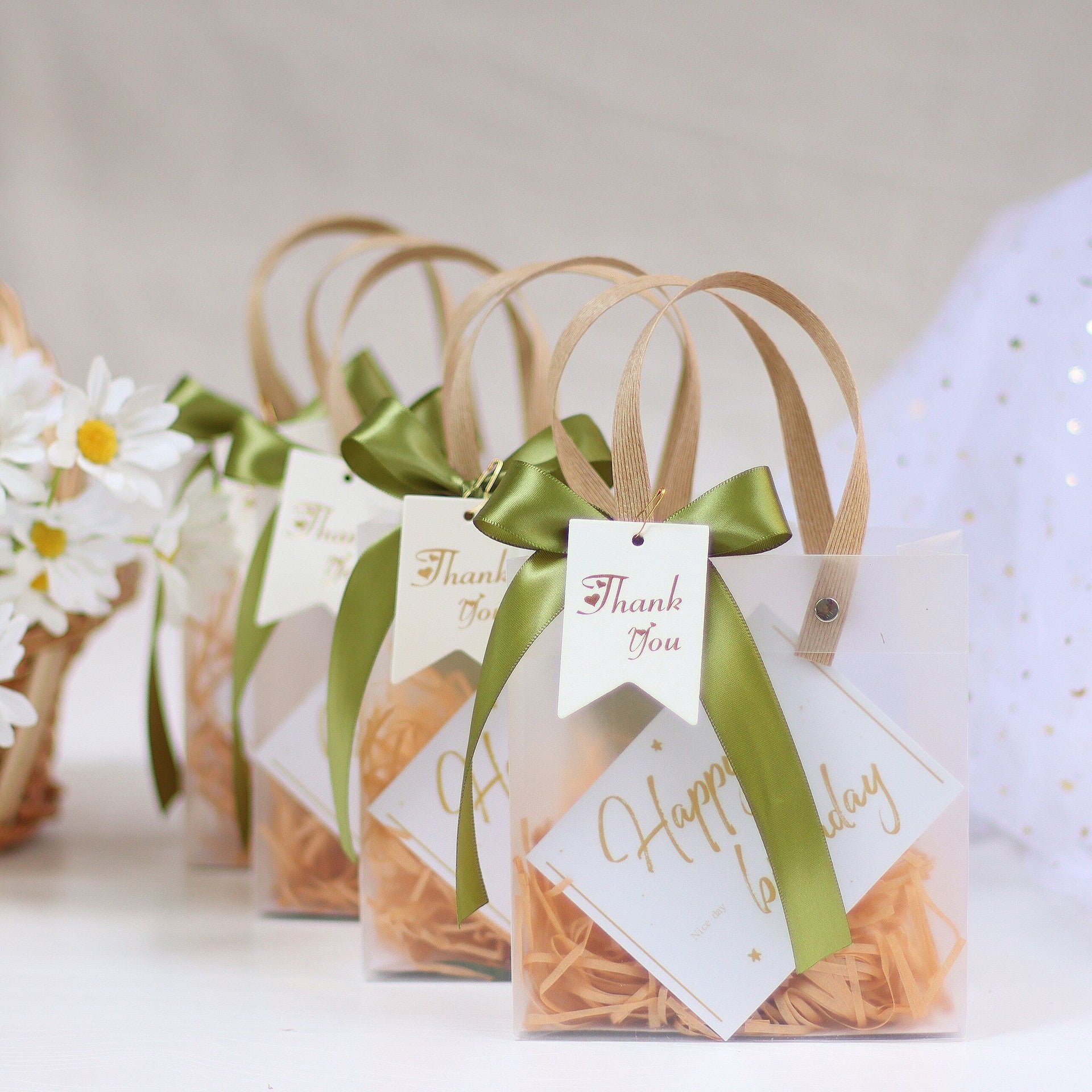 Gift Bag with Raffia/Ribbon and Thanks Card KiwiBunnyCo