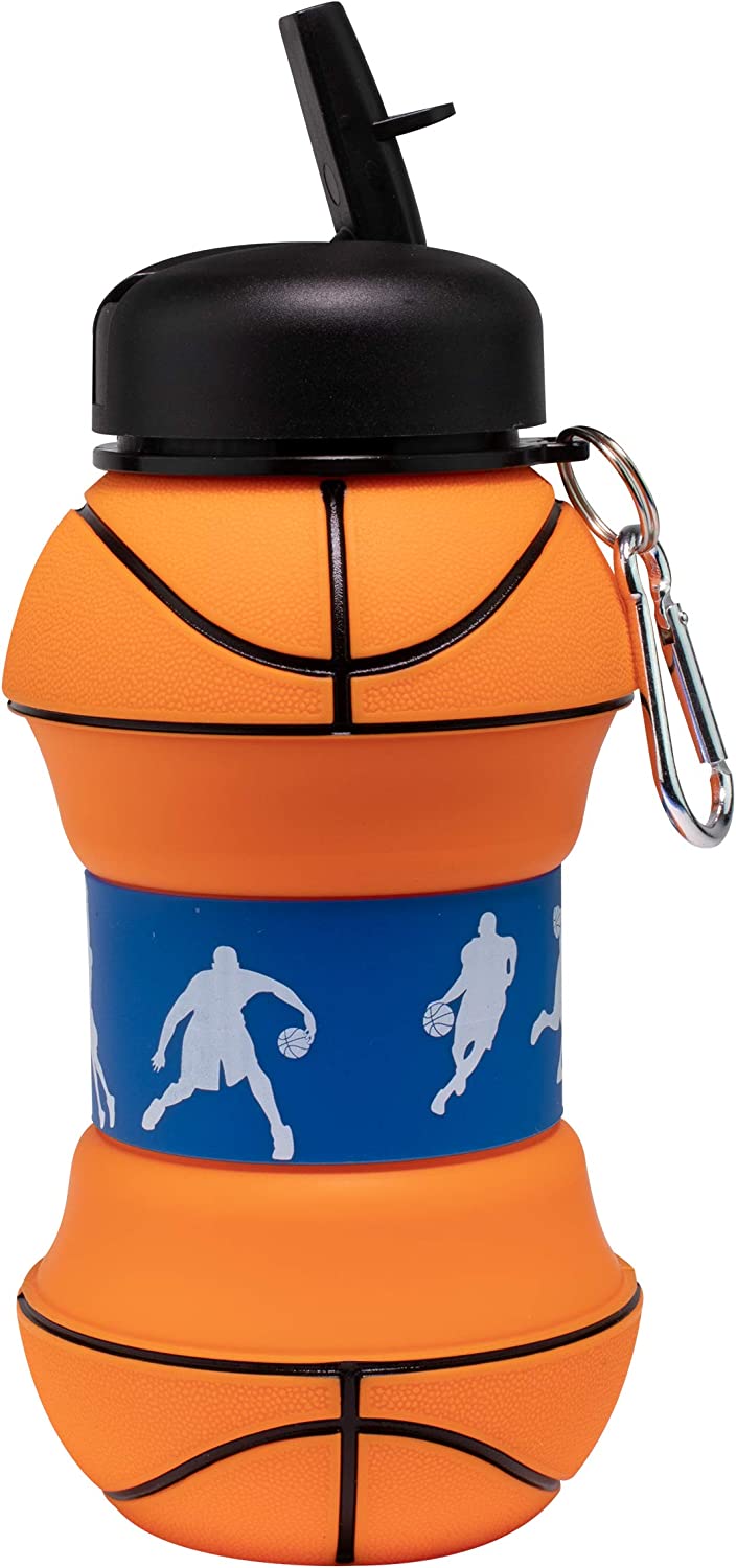Silicone Foldable Water Bottles-Basketball KiwiBunnyCo
