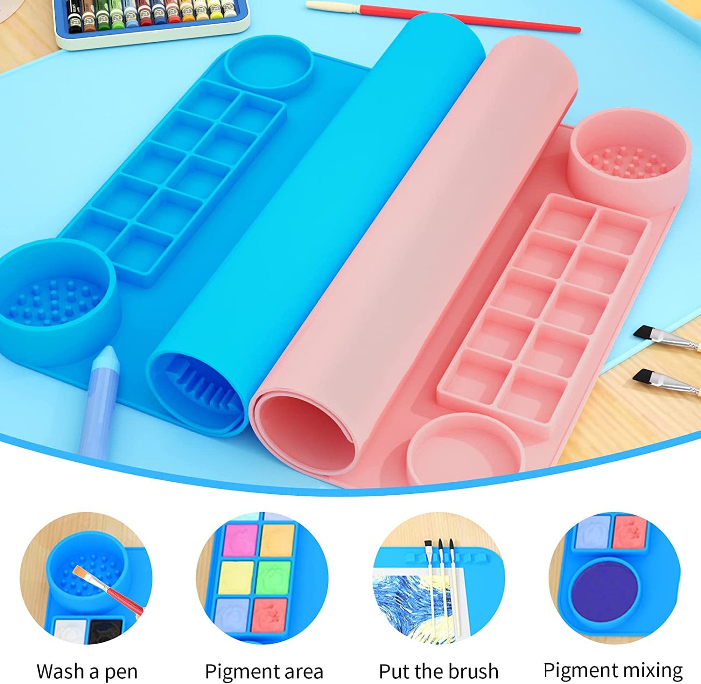 Silicone Painting Mat -Blue KiwiBunnyCo