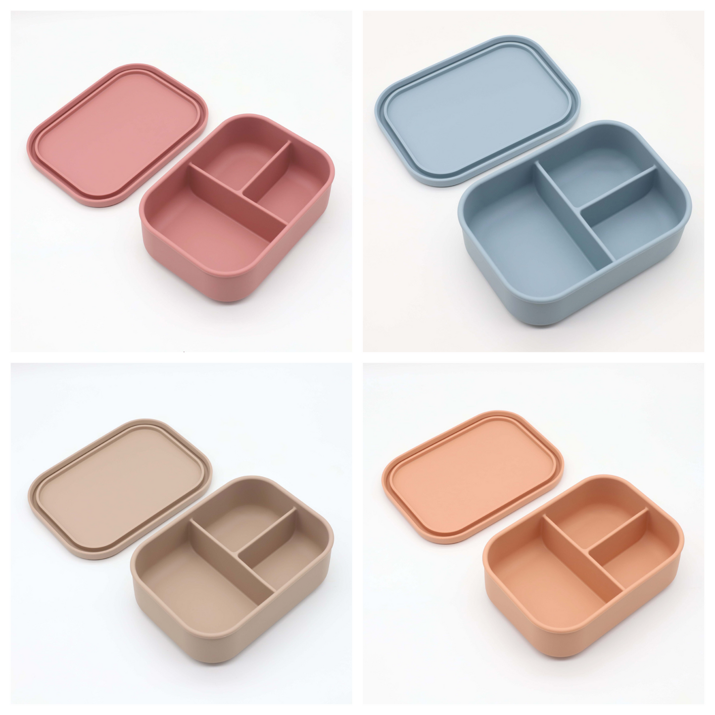 Silicone Bento Lunch Box- 3 Leakproof Compartments- Khaki KiwiBunnyCo