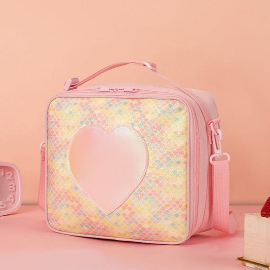Rainbow Scale Heart Leakproof Thermal Lunch Bag-Stripe KiwiBunnyCo