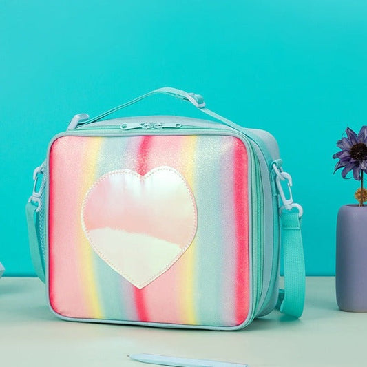 Rainbow Heart Leakproof Thermal Lunch Bag-Green KiwiBunnyCo