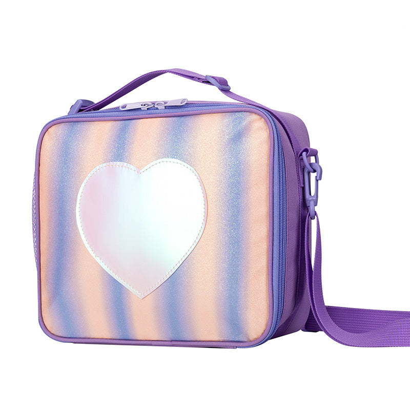 Rainbow Heart Leakproof Thermal Lunch Bag-Purple KiwiBunnyCo