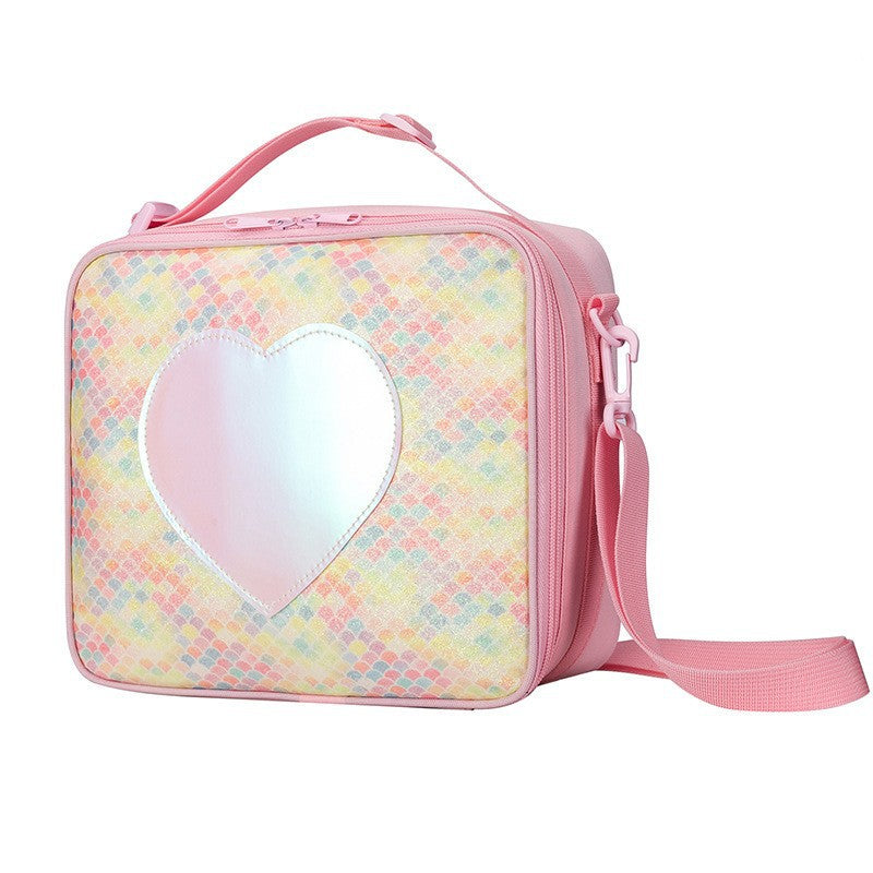 Rainbow Scale Heart Leakproof Thermal Lunch Bag-Stripe KiwiBunnyCo