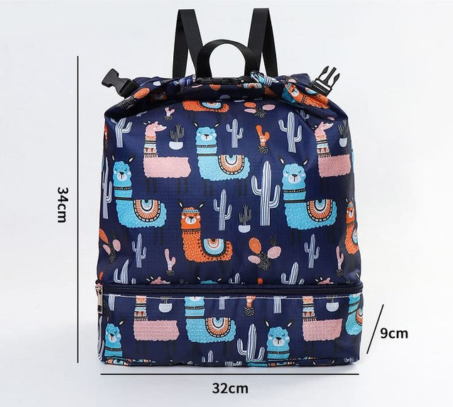 Kids swim bag /Kids sports beach camp backpack-Alpaca KiwiBunnyCo