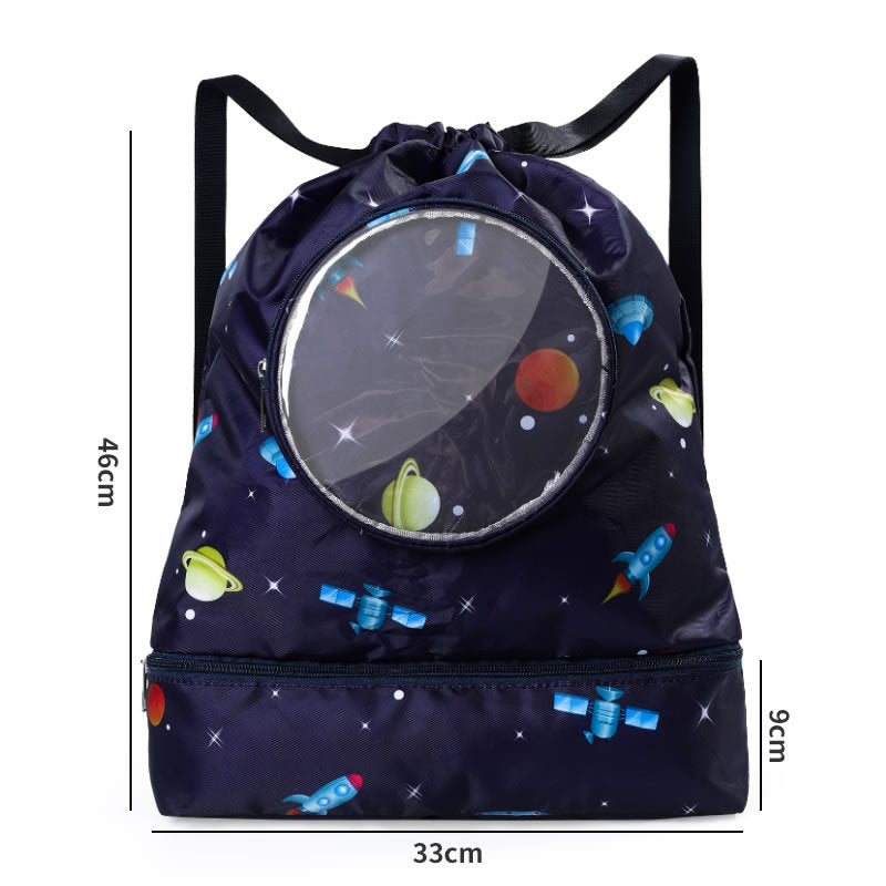 Kids swim bag /Kids sports beach camp backpack-Space KiwiBunnyCo