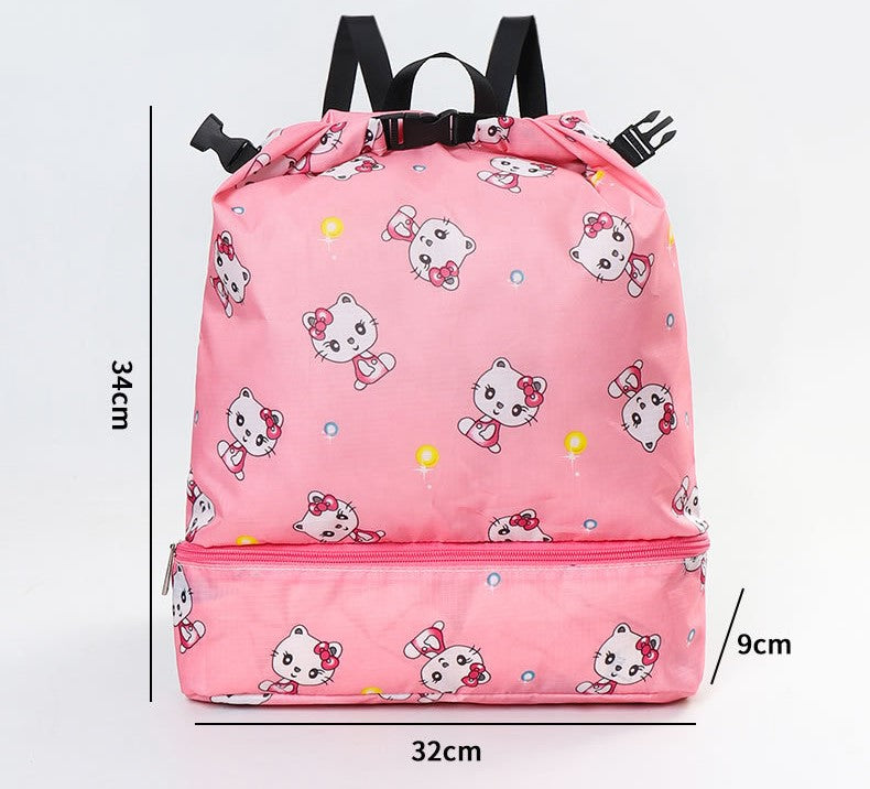 Copy of Copy of Kids swim bag /Kids sports beach camp backpack-Pink Cat KiwiBunnyCo