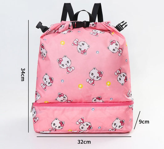 Copy of Copy of Kids swim bag /Kids sports beach camp backpack-Pink Cat KiwiBunnyCo