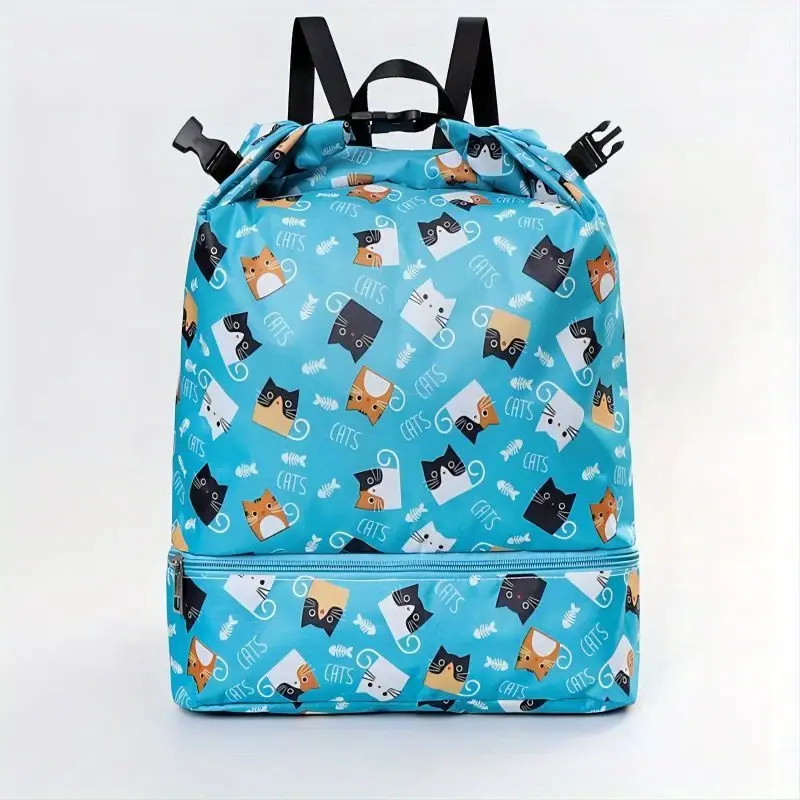 Kids swim bag /Kids sports beach camp backpack-Blue Cat KiwiBunnyCo