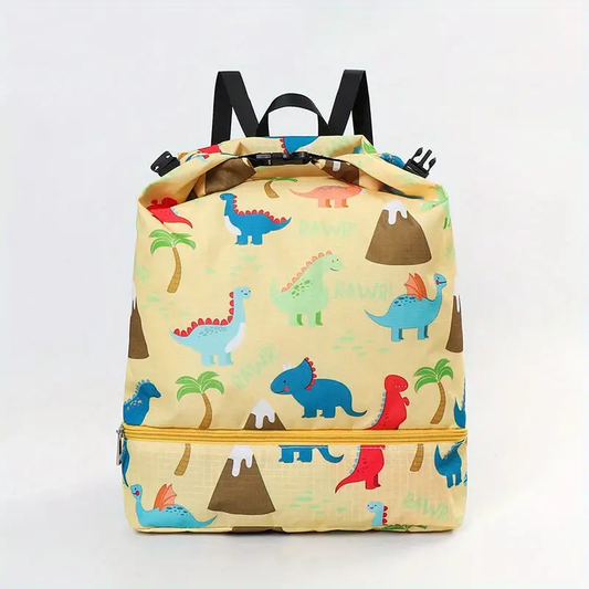 Kids swim bag /Kids sports beach camp backpack-Dino KiwiBunnyCo