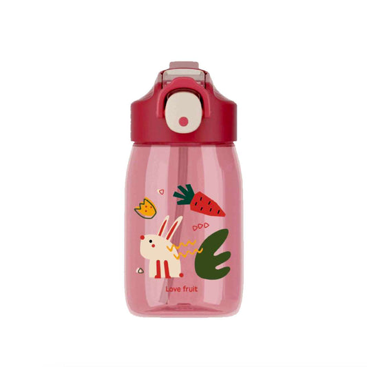 Tritan Material Kids Water Bottle - Red Lovely Bunny