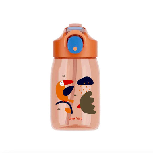 Tritan Material Kids Water Bottle - Orange Happy Birds