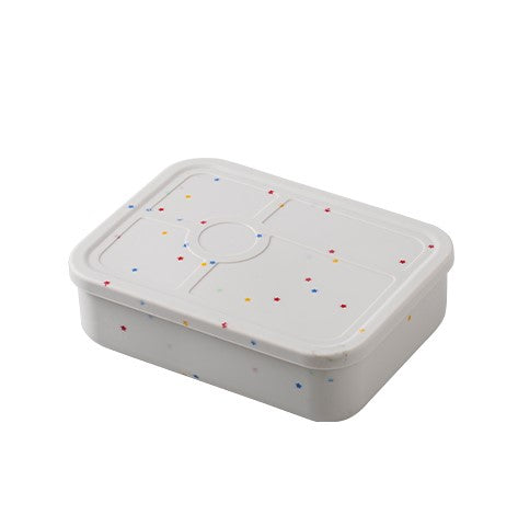 Silicone Bento Lunch Box- 5 Leakproof Compartments- White Star