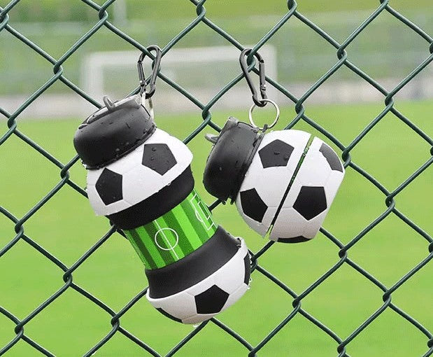 Silicone Foldable Water Bottles-Soccer KiwiBunnyCo