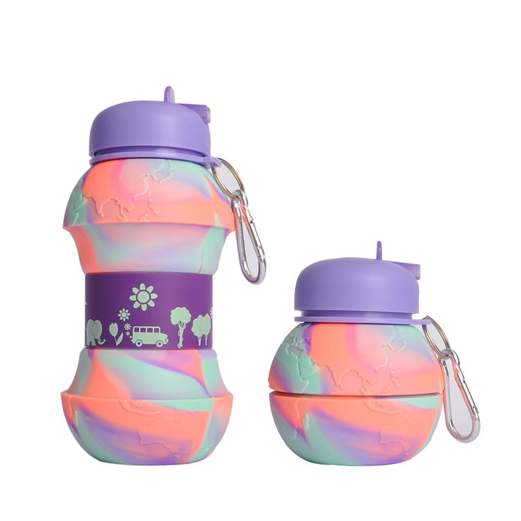 Silicone Foldable Water Bottles-Purple Earth KiwiBunnyCo