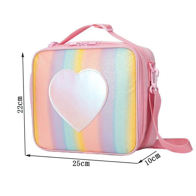 Rainbow Heart Leakproof Thermal Lunch Bag-Pink KiwiBunnyCo