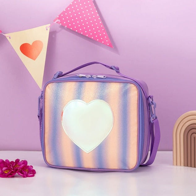 Rainbow Heart Leakproof Thermal Lunch Bag-Purple KiwiBunnyCo