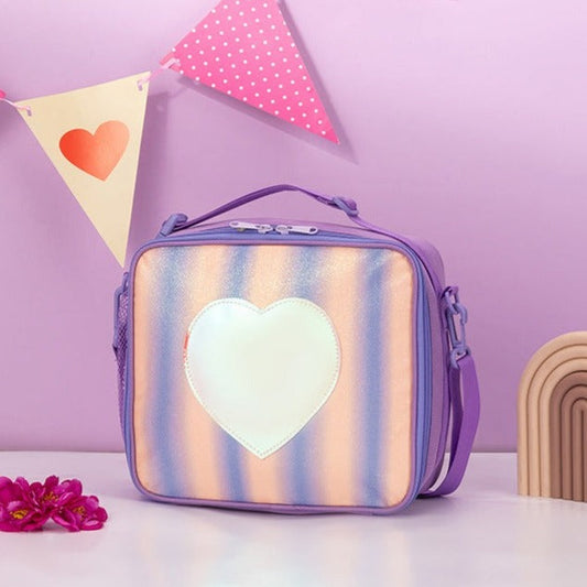Rainbow Heart Leakproof Thermal Lunch Bag-Purple