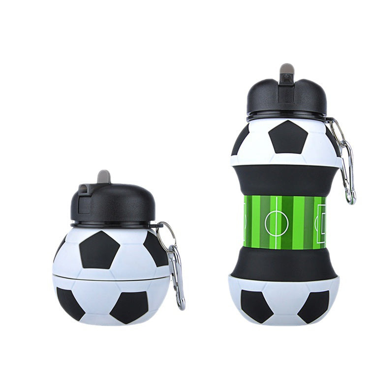 Silicone Foldable Water Bottles-Soccer KiwiBunnyCo