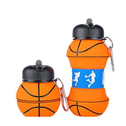Silicone Foldable Water Bottles-Basketball