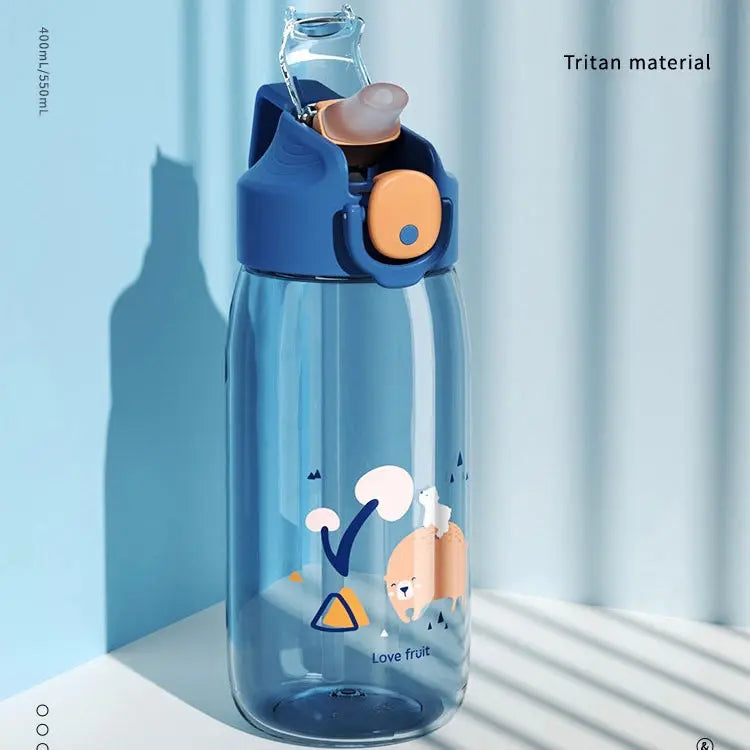 Tritan Material Kids Water Bottle - Blue Cute Bear KiwiBunnyCo